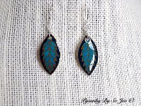 Turquoise and Navy Leaf Earrings Pysanky Eggshell Jewelry By So Jeo : pysanky pysanka ukrainian easter egg batik art eggshell jewelry pendants earrings drop dangle etched flowers gift women accessories accessory pendant necklace bail crystal finding sterling silver filled sojeo flowers celtic purple white red pink brown green purple orange cream burgundy magenta teal turqoise crows crow blue black so jeo art handmade